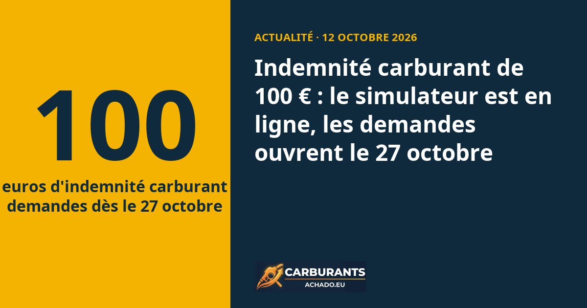 Indemnité carburant de 100 € : le simulateur est en ligne, les demandes ouvrent le 27 octobre