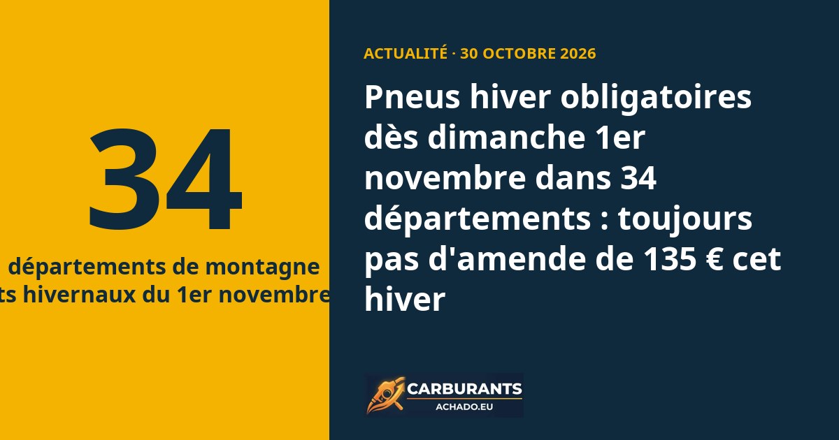 Pneus hiver obligatoires dès dimanche 1er novembre dans 34 départements : toujours pas d'amende de 135 € cet hiver